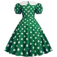 Elegante Vestido de Verano Manga Corta con Volantes Cuello Peter Pan Vintage A-e Midi Largo - details 12