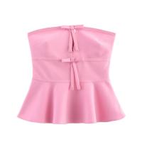 PB & ZA 2025 estilo dulce simple temperamento decoración de lazo fuera del hombro tubo top novedad de verano ropa de mujer - details 1