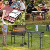 Mesa de Camping Plegable Portátil 60x40x25.4/49/67cm Altura Ajustable Impermeable Negro - details 30