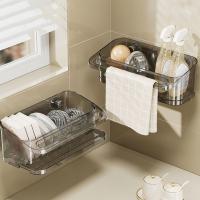 Escurridor de fregadero de cocina sin perforaciones, soporte para esponja con ventosa montada en la pared, impermeable, ahorro de espacio, organización de cocina a prueba de polvo - details 2