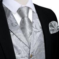 Conjunto de chaleco y corbata para hombre, traje de esmoquin de cachemir de seda, chaleco y corbata, gemelos de pañuelo para fiesta de boda, ropa de novio - details 5