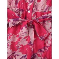 Vestido de Chiffon Adelgazante con Cuello Alto y Estampado de Cinturón - details 5