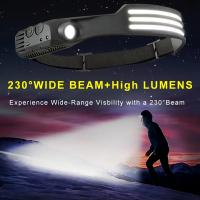 Linterna Frontal LED Potente Recargable USB Con Sensor Para Camping Pesca Y Correr 5 Modos Luz COB Ángulo De Haz 60° Impermeable - details 19