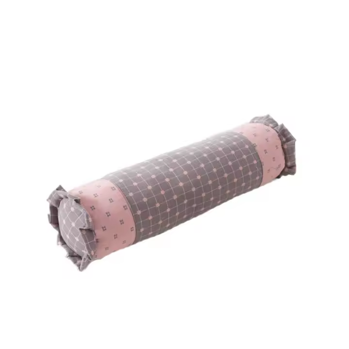Funda de almohada cilíndrica para el hogar, funda de almohada Cervical de doble capa de algodón con cremallera, funda de almohada de trigo sarraceno con formas de caramelo para dormitorio - 1