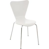 Silla de Visita Apilable Calisto I Silla de Comedor Apilable & Asiento de Madera I Silla de Cocina con Base de Metal, Color:Blanco - details 0