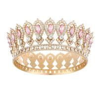 Decoraciones de pastel redondas de tiara de reina princesa europea, coronas barrocas para desfiles, tiaras de rey, coronas de boda brillantes para novias - details 3