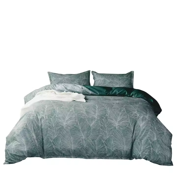 Juego de Ropa de Cama Moderno de Hojas Tropicales Funda Edredon de Poliéster Suave Transpirable - 1