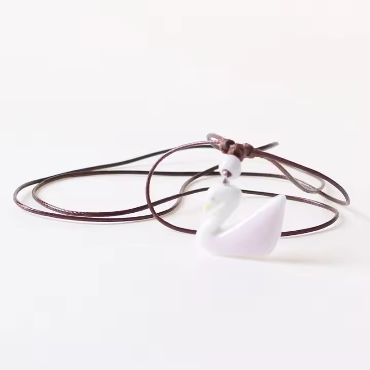 Collar de cisne de joyería de cerámica tejido ajustable dulce diseño pequeño fresco adulto estudiante mujer colgante - 1