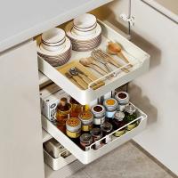 Estante de almacenamiento de cocina con rieles deslizantes, bandeja extraíble tipo cajón de cocina, caja de especias, organizador de armarios, nuevo - details 3