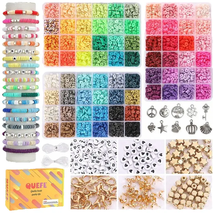Juego de Abalorios de colores para ensartar, 9000 piezas con 234 letras, DIY, pulsera, bisutería - 1