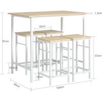 Juego de Mesa y Taburetes para Comedor Conjunto de Mesa Alta de Bar y 4 Taburetes Industrial Blanco y Natural OGT11-WN ES - details 3