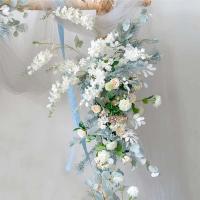 Decoración al por mayor de fábrica con flores, arco de flores de seda azul para telón de fondo de boda - details 2