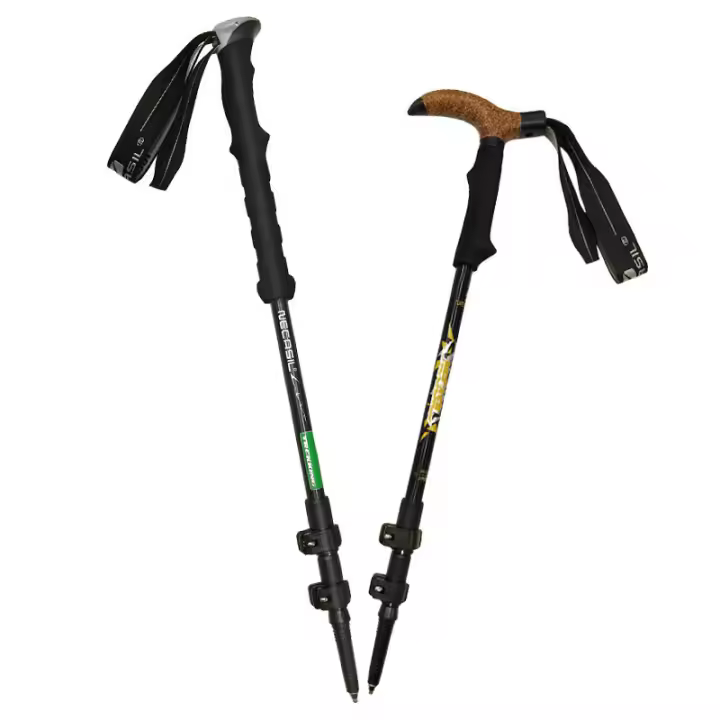 Bastón plegable para exteriores, bastones de Trekking portátiles para acampar, Alpenstock telescópico ajustable para senderismo y montañismo - 1