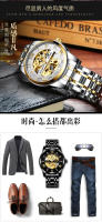 Si Reloj mecánico de moda para hombre Reloj de pulsera con banda de acero esqueleto - details 8