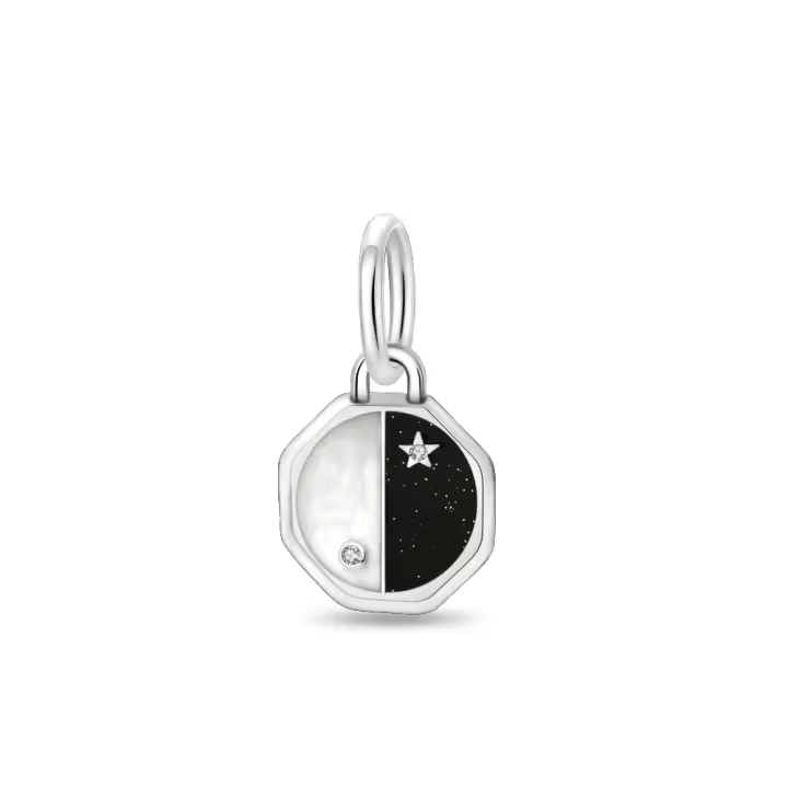 Colgante con cuentas de estrella solar en blanco y negro de plata de ley, pulsera para hacer joyas, regalo del día de San Valentín - 1