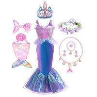 AmyStylish Niñas Princesa Sirena Ariel Cosplay Halloween Fiesta de Cumpleaños Verano Playa Vacaciones Vestido - details 22