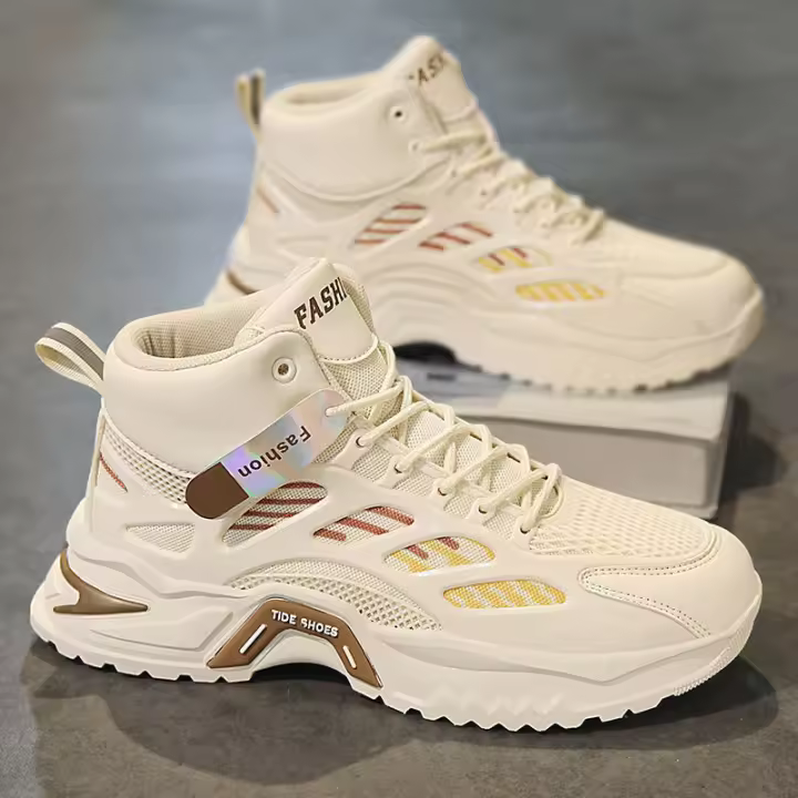 Zapatos De Otoño Para Hombre, Nuevos Zapatos Transpirables De Caña Alta, Zapatillas De Deporte De Malla De Suela Gruesa Modernas - 1
