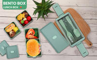 Fiambrera de 1400 ML para niños, Fiambrera con 3 Compartimentos y Cubiertos, para Microondas y lavajitas, L - details 0