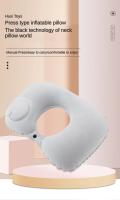 Almohada inflable de compresión en forma de U con protección para el cuello portátil para coche, siesta al aire libre, Camping, almohada de avión de PVC flocado para viajes - details 1