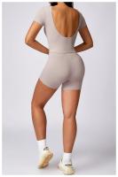 Material de nylon de los pantalones cortos flacos de la parte posterior sólida de la yoga Tre de la comodidad rápida - details 9