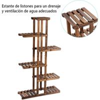 Estantería de 6 Niveles para Plantas de Madera Soporte Interior para Macetas - details 6