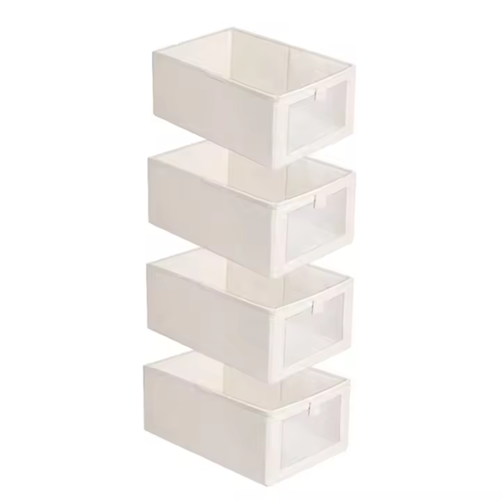 Contenedores de almacenamiento para organizar ropa, Jeans, organizadores de armario, color Beige, 4 paquetes - 1