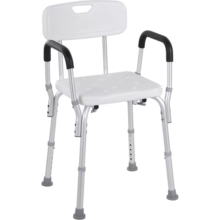 Silla Ducha Personas Mayores Silla para Ducha Taburete de Ducha Antideslizante con Altura Ajustable y Reposabrazos Regulable Carga 136 kg para Ancianos y Discapacitados - 1