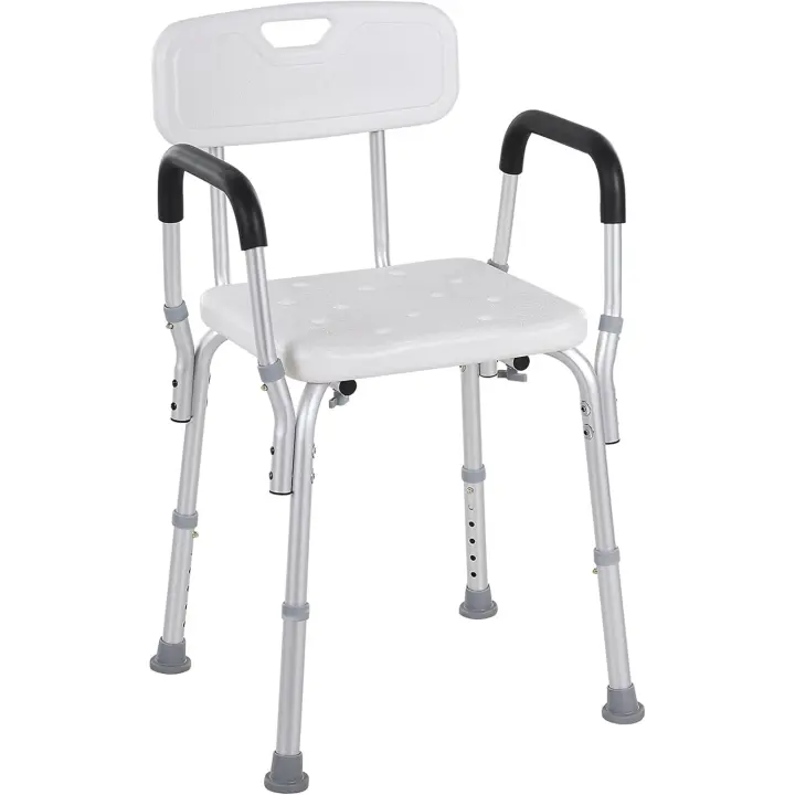 Silla Ducha Personas Mayores Silla para Ducha Taburete de Ducha Antideslizante con Altura Ajustable y Reposabrazos Regulable Carga 136 kg para Ancianos y Discapacitados - 1