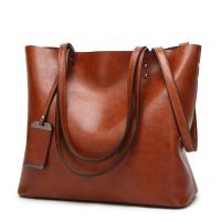 Bolso de cuero encerado para mujer, bolsa de hombro con doble correa, sencillo, para compras, 2022 - details 6