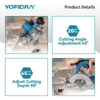Sierra circular eléctrica YOFIDRA sin escobillas 5 en 1 de 125 mm, herramienta de corte eléctrica para carpintería con ajuste, compatible con batería Makita de 18 V. - details 3