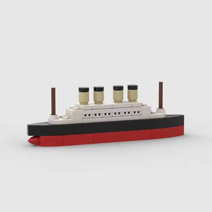 Bloques de construcción Titanic Break MOC, crucero, naranja, bloques de barco DIY, juguetes de construcción, regalos para niños-56PCS - 1