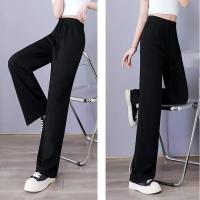 Verano otoño sensación de frío moda sólida mujeres pantalones largos femeninos sueltos rectos pantalones casuales - details 1