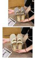 Verano casual ahuecado bolsa de un pedal zapatillas de mujer, nuevas zapatillas de plataforma plana con hebilla de cinturón, medias perezosas transpirables. - details 7