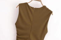 Mini vestido elegante de verano con cuello redondo y sin mangas, decoración informal plisada, vestidos cortos en la espalda para mujer - details 20