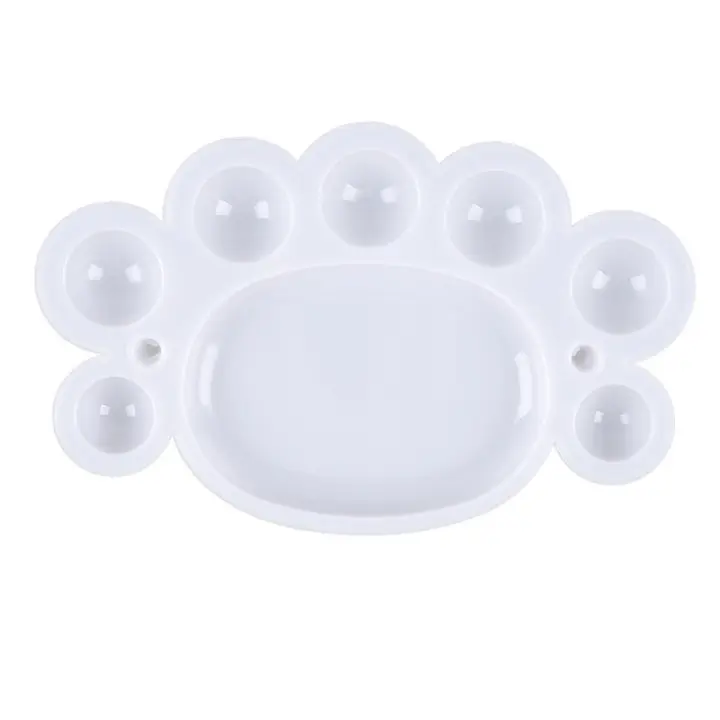 Paleta de pintura de flor de ciruelo de plástico blanco para niños, pies de paleta de acuarela acrílica - 1