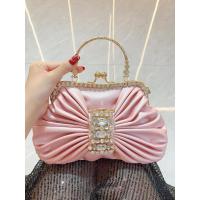 Nuevo Kelly francés brillante hecho a mano para banquete con incrustaciones de diamantes, bolso de cena con lazo, bandolera de hombro. - details 3