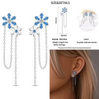 Pendientes de plata con borlas de copos de nieve azules y diamantes, lazo rojo para mujer, joyería creativa, regalos temáticos navideños - details 19