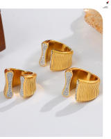 Anillo de mujer de Maple inoxidable with Rayas gruesas, Diamante de Agua de Cobre, anillo de cristal de ZIRCON, Gift de joyería - details 3