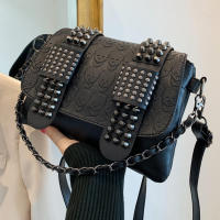 Bolso De Hombro Para Mujer Yogodlns Negro De Cuero Con Estilo Vintage Y Cráneos De Moda Bolsa De Mano Fashion Con Hebels - details 9