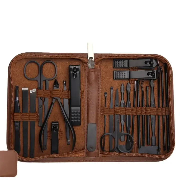 Kit de manicura de acero inoxidable de 26 piezas, juego de manicura, cortaúñas profesional, herramientas para el cuidado de las uñas con lujosa estuche de viaje - 1
