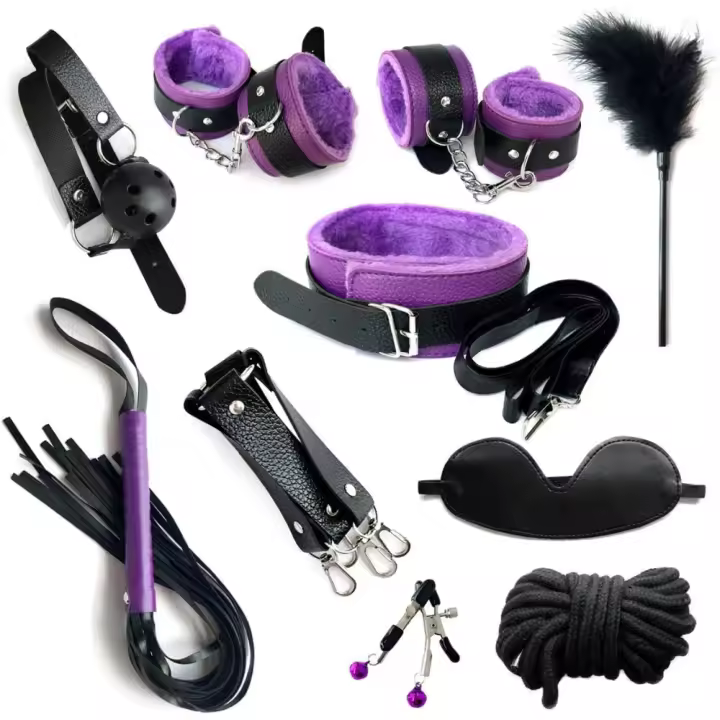 Regalos Cómodos Transpirables Pareja Deportes Festival Fiesta Conjuntos esposas Sexuales de parejas adultos Hombres 10 Piezas Regalos de cuero negro Juguetes de fitness de gimnasia elástica - 1