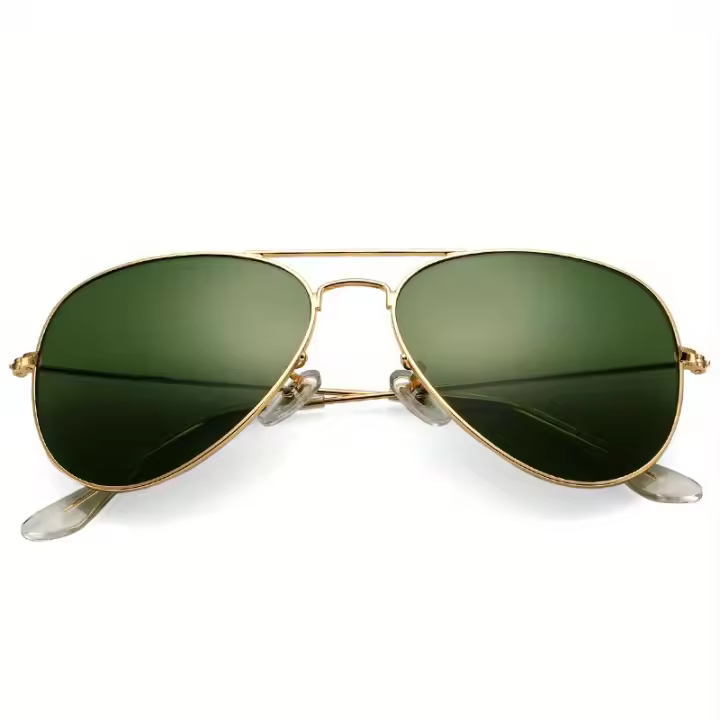Gafas de sol clásicas Retro, Aviador con Marco de Metal y Lentes de Vidrio, para Hombres, Mujeres, Deportes al Aire Libre - 1