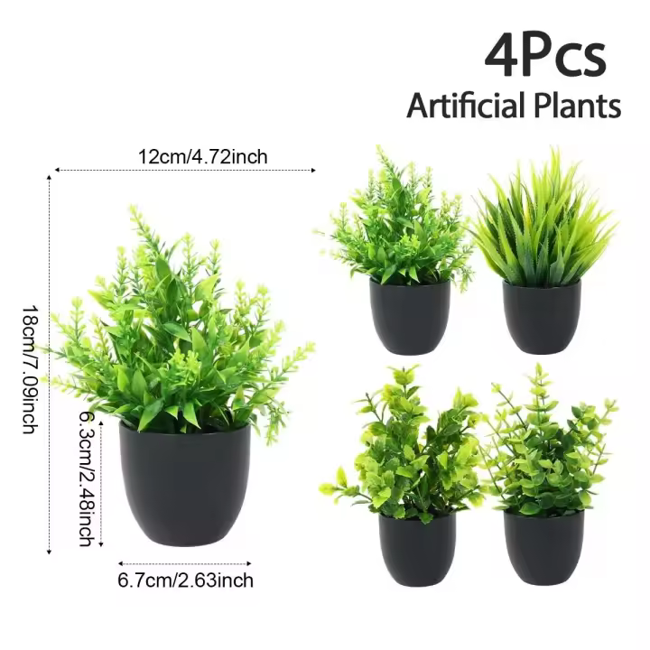 4 Arboles Bonsái Artificiales Tamaño Pequeño Plantas Herbáceas Decoraciones ETA - 1