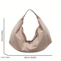 Bolso Tote de Gran Capacidad en Color Sólido, Bolso Casual de Mujer con Cierre de Cremallera, Bolso de Hombro de Moda, Material de Poliéster, Sin Pintura en los Bordes, Ideal para Uso Diario |   Estilo minimalista - details 0