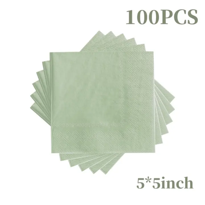 Servilletas de papel de salvia desechables para cóctel, servilletas de cena de 2 capas para invitados, cumpleaños, boda, despedida de soltera, Navidad, 100/250 Uds. - 1