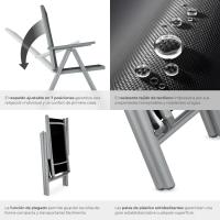 Sillas de Jardín Exteriores de Aluminio Con Ruedas, Respaldar Ajustable, Resistentes a la Intemperie, Transpirables, Fácil Limpieza - details 4