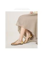 Sandalias Baotou de suela plana hueca y trenzada para mujer, para usar en verano 2025, nuevas sandalias romanas de moda con hebilla transpirable para vacaciones. - details 2