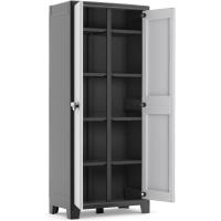 Armario alto | Almacenaje Interior y Exterior | Resina | Resistente al Agua con 2 Puertas y 4 Estantes de altura regulable | Color Negro/Gris | 80 x 44 x 182 cm - details 10