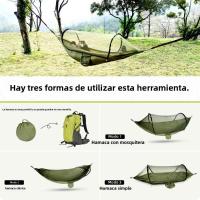 Hamaca Ultraligera Mosquitera 260x140cm, Carga de 250kg, Paracaídas de Nylon Transpirable con 2 Mosquetones y Bolsa de Almacenamiento Ideal para Senderismo/Acampada - details 0