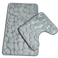 Alfombra absorbente de lana de coral de guijarros en relieve, alfombrilla para el suelo del baño, alfombrilla para el inodoro en forma de U, juego de dos piezas - details 2
